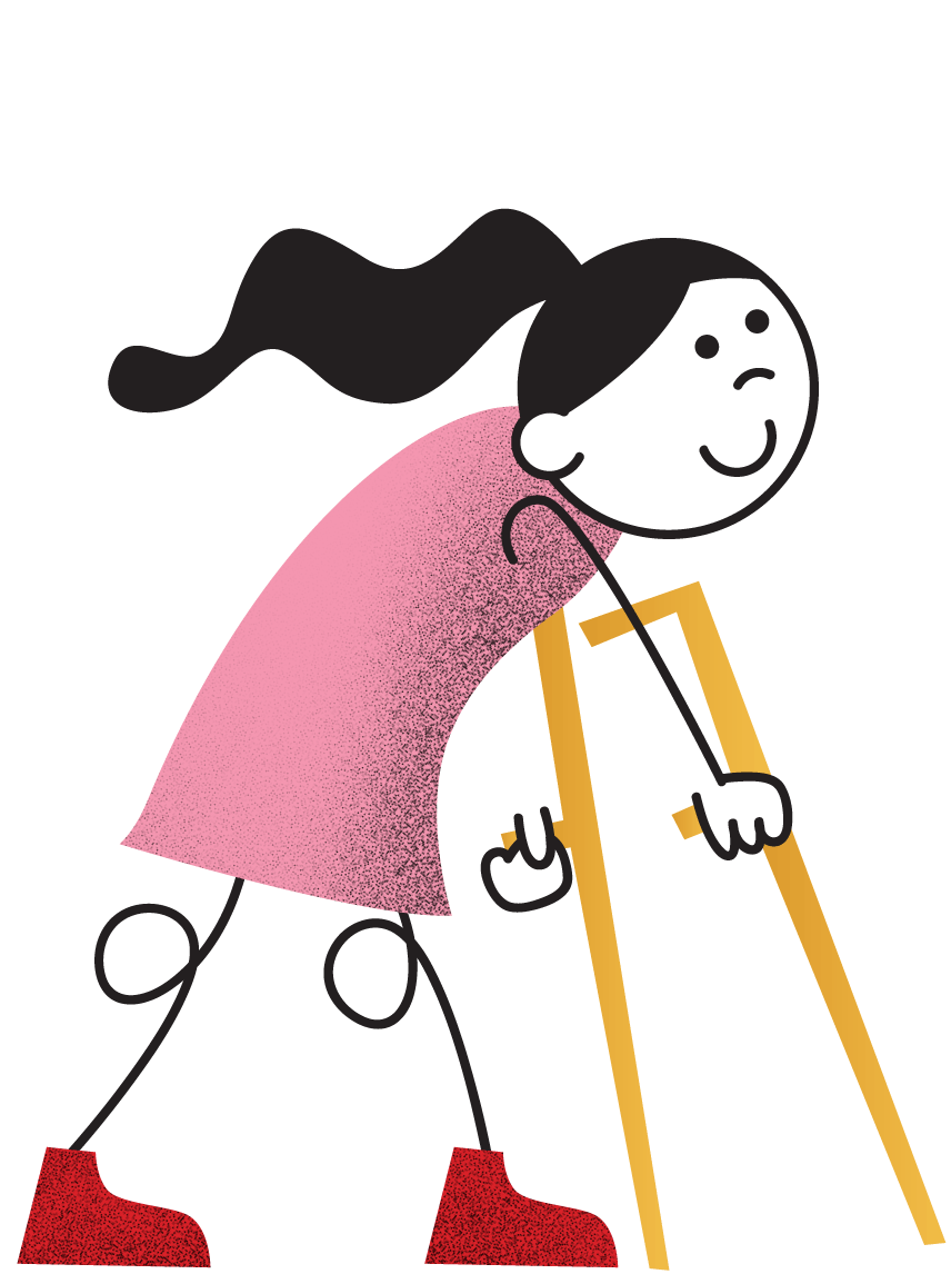 Femme en b&eacute;quilles